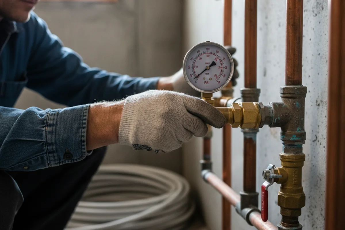 Pressure testing a repaired line during Water Line Repair in Gypsum